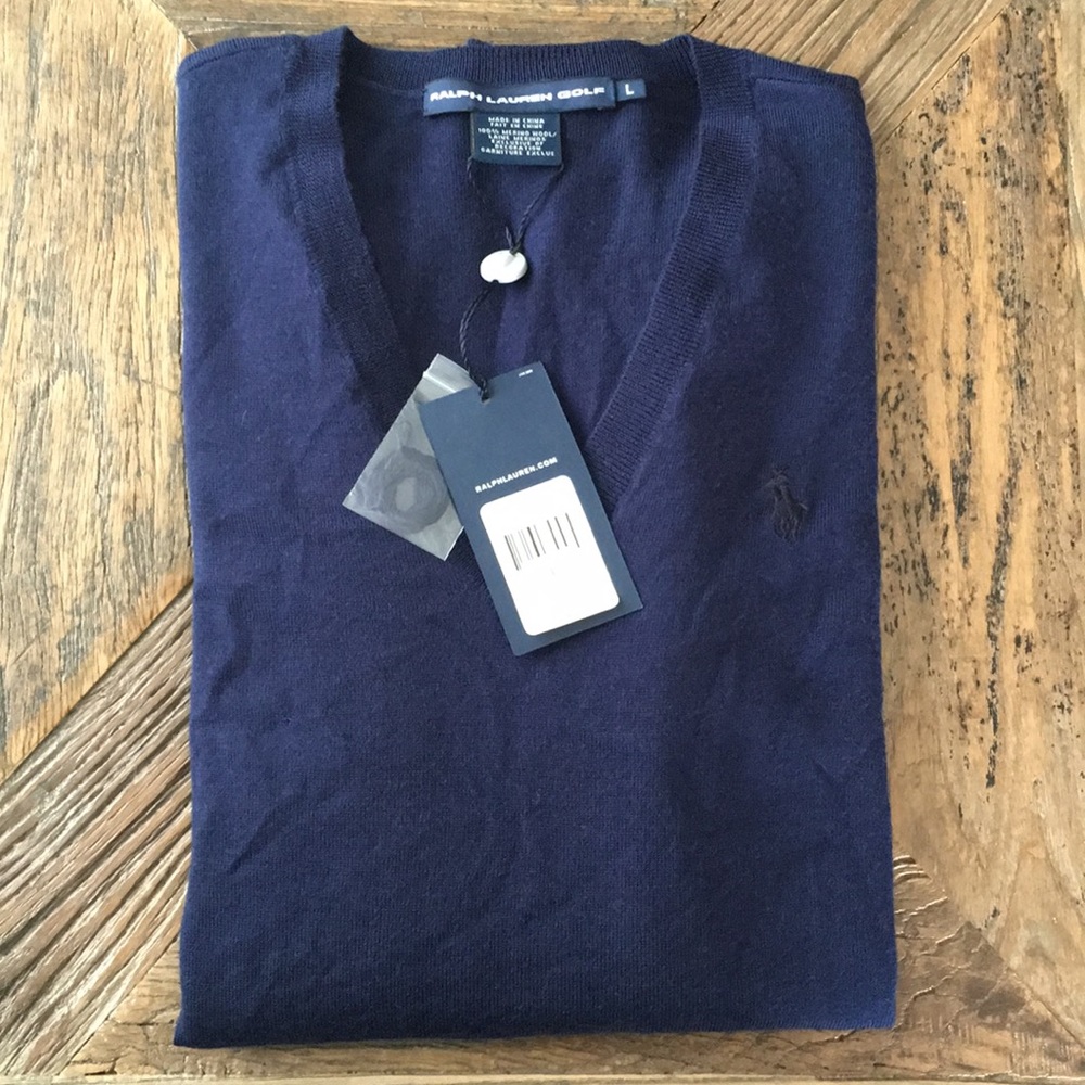 NWT Ralph Lauren Golf Merino Wool V Neck Sweater